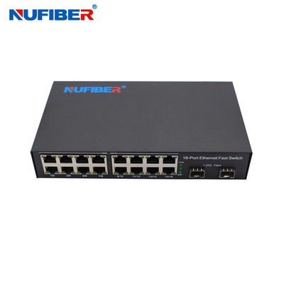 OEM Gigabit SFP Ethernet Switch 2*1000M SFP a 16*10/100/1000Mbps RJ45 Port DC12V alimentazione